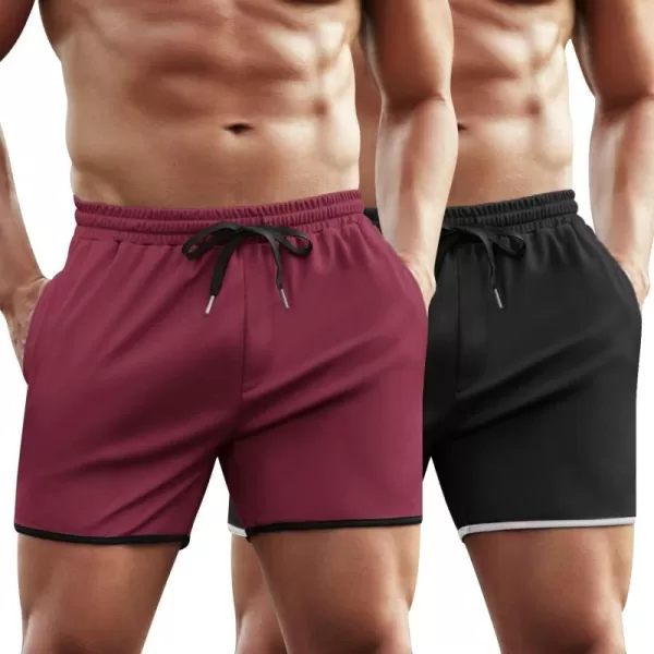 COOFANDY Men's 2 Pack Gym Workout Shorts Running Athletic Shorts 5 inch inseam Bodybuilding Training Short Pants with Pockets