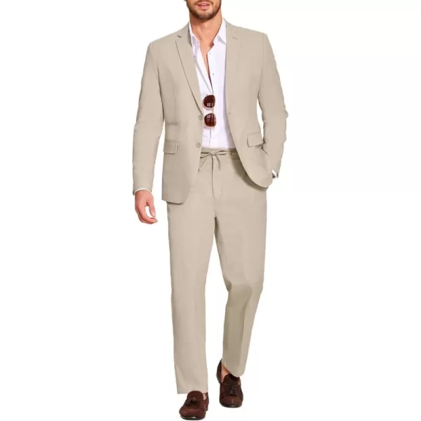 COOFANDY Men's 2 Piece Linen Suits Set Regular Fit Casual Lightweight Blazer Jacket and Pants