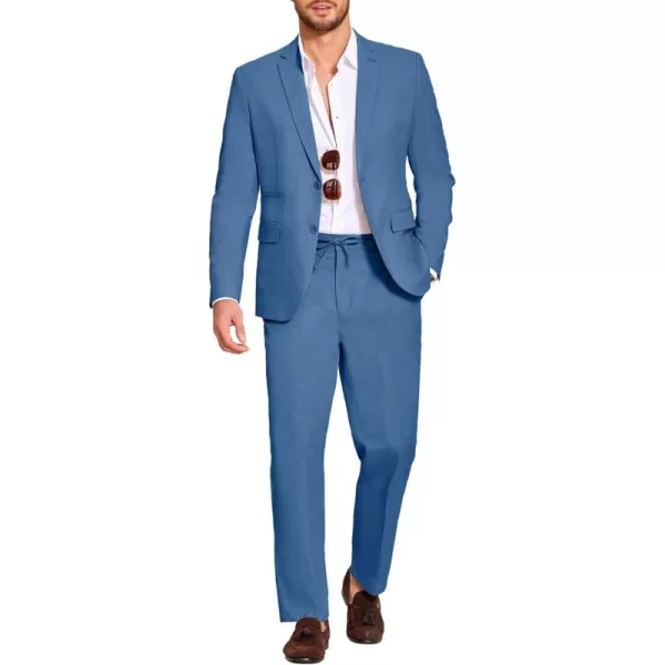 COOFANDY Men's 2 Piece Linen Suits Set Regular Fit Casual Lightweight Blazer Jacket and Pants