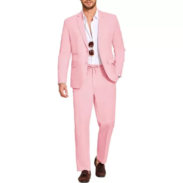 COOFANDY Men's 2 Piece Linen Suits Set Regular Fit Casual Lightweight Blazer Jacket and Pants