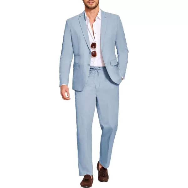 COOFANDY Men's 2 Piece Linen Suits Set Regular Fit Casual Lightweight Blazer Jacket and Pants