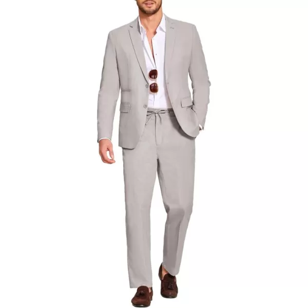 COOFANDY Men's 2 Piece Linen Suits Set Regular Fit Casual Lightweight Blazer Jacket and Pants