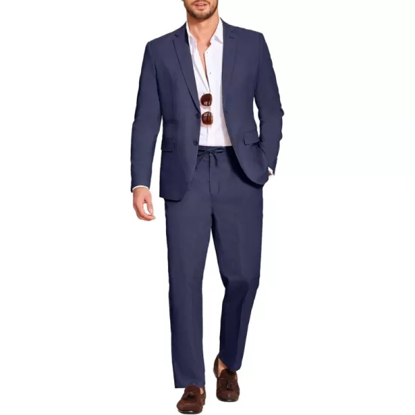 COOFANDY Men's 2 Piece Linen Suits Set Regular Fit Casual Lightweight Blazer Jacket and Pants