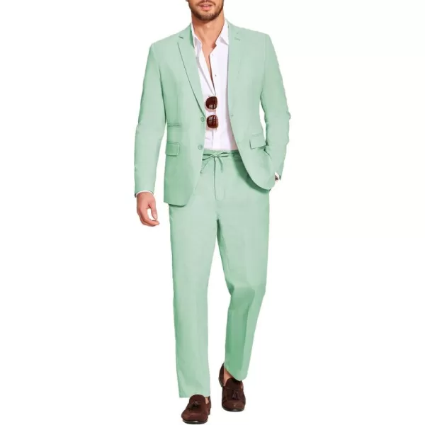 COOFANDY Men's 2 Piece Linen Suits Set Regular Fit Casual Lightweight Blazer Jacket and Pants