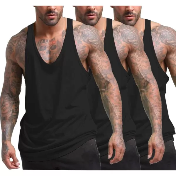 COOFANDY Men's 3 Pack Tank Tops Gym Workout Shirt Y-Back Sleeveless Muscle Fitness Bodybuilding Tank Shirts