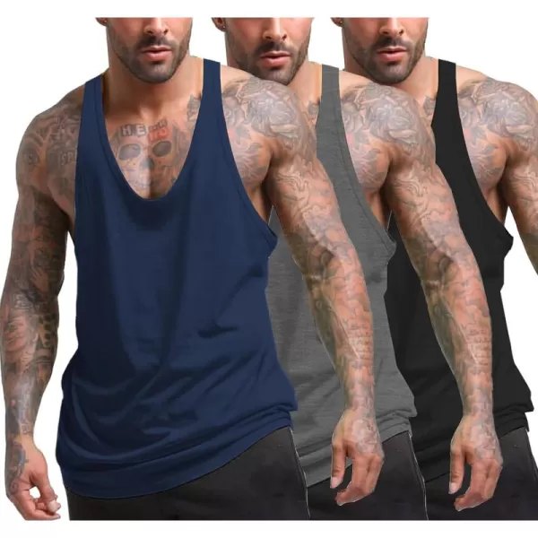 COOFANDY Men's 3 Pack Tank Tops Gym Workout Shirt Y-Back Sleeveless Muscle Fitness Bodybuilding Tank Shirts