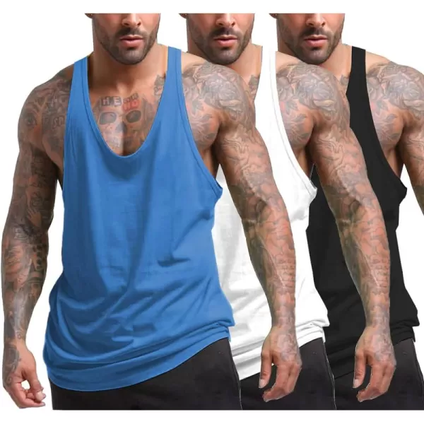 COOFANDY Men's 3 Pack Tank Tops Gym Workout Shirt Y-Back Sleeveless Muscle Fitness Bodybuilding Tank Shirts