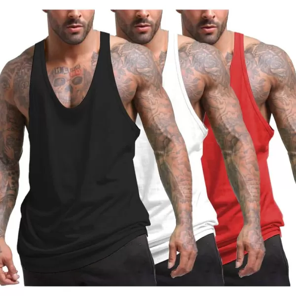 COOFANDY Men's 3 Pack Tank Tops Gym Workout Shirt Y-Back Sleeveless Muscle Fitness Bodybuilding Tank Shirts