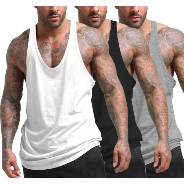 COOFANDY Men's 3 Pack Tank Tops Gym Workout Shirt Y-Back Sleeveless Muscle Fitness Bodybuilding Tank Shirts