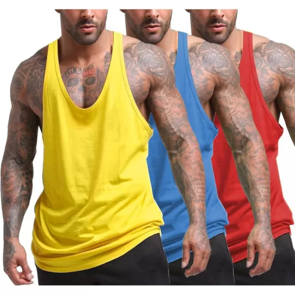 COOFANDY Men's 3 Pack Tank Tops Gym Workout Shirt Y-Back Sleeveless Muscle Fitness Bodybuilding Tank Shirts