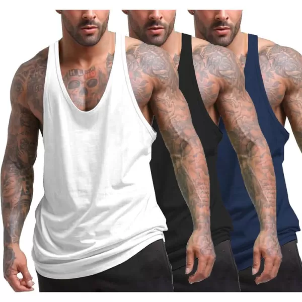 COOFANDY Men's 3 Pack Tank Tops Gym Workout Shirt Y-Back Sleeveless Muscle Fitness Bodybuilding Tank Shirts