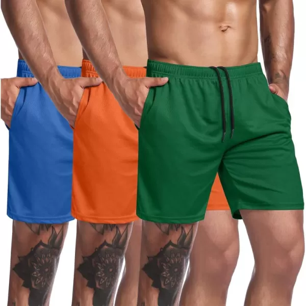 COOFANDY Men's 3 Pack Workout Gym Shorts Mesh Athletic Shorts Lightweight Bodybuilding Training Short Pants with Pockets