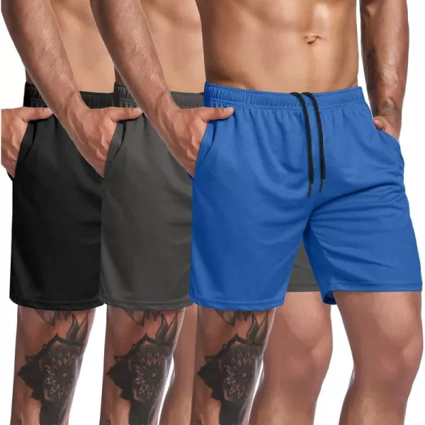COOFANDY Men's 3 Pack Workout Gym Shorts Mesh Athletic Shorts Lightweight Bodybuilding Training Short Pants with Pockets