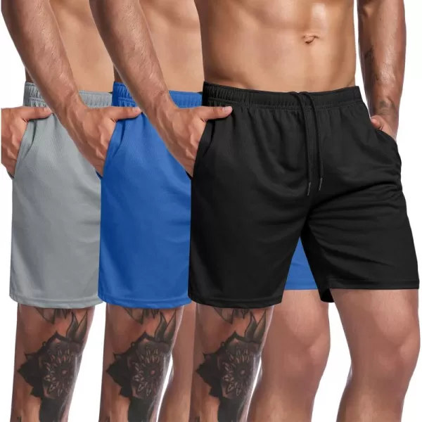 COOFANDY Men's 3 Pack Workout Gym Shorts Mesh Athletic Shorts Lightweight Bodybuilding Training Short Pants with Pockets