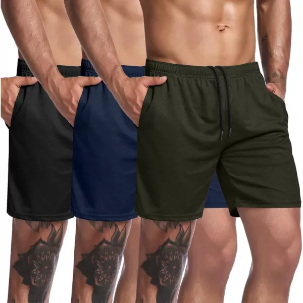 COOFANDY Men's 3 Pack Workout Gym Shorts Mesh Athletic Shorts Lightweight Bodybuilding Training Short Pants with Pockets