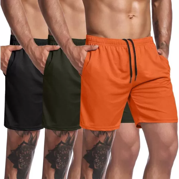 COOFANDY Men's 3 Pack Workout Gym Shorts Mesh Athletic Shorts Lightweight Bodybuilding Training Short Pants with Pockets