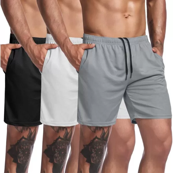 COOFANDY Men's 3 Pack Workout Gym Shorts Mesh Athletic Shorts Lightweight Bodybuilding Training Short Pants with Pockets