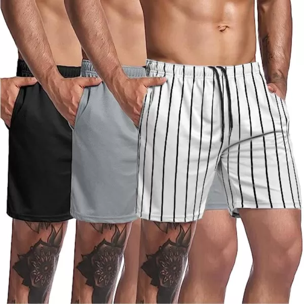 COOFANDY Men's 3 Pack Workout Gym Shorts Mesh Athletic Shorts Lightweight Bodybuilding Training Short Pants with Pockets