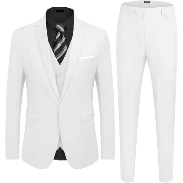 COOFANDY Men's 3 Piece Slim Fit Suit Set One Button Jacket Blazer Vest Pants Set Wedding Formal Prom Tuxedo Suits