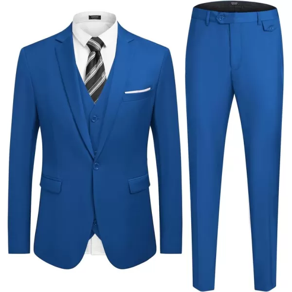 COOFANDY Men's 3 Piece Slim Fit Suit Set One Button Jacket Blazer Vest Pants Set Wedding Formal Prom Tuxedo Suits
