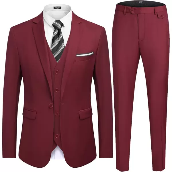 COOFANDY Men's 3 Piece Slim Fit Suit Set One Button Jacket Blazer Vest Pants Set Wedding Formal Prom Tuxedo Suits