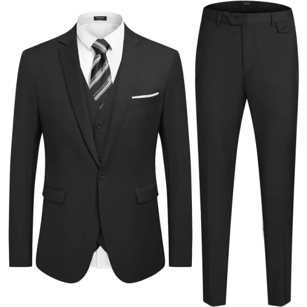 COOFANDY Men's 3 Piece Slim Fit Suit Set One Button Jacket Blazer Vest Pants Set Wedding Formal Prom Tuxedo Suits