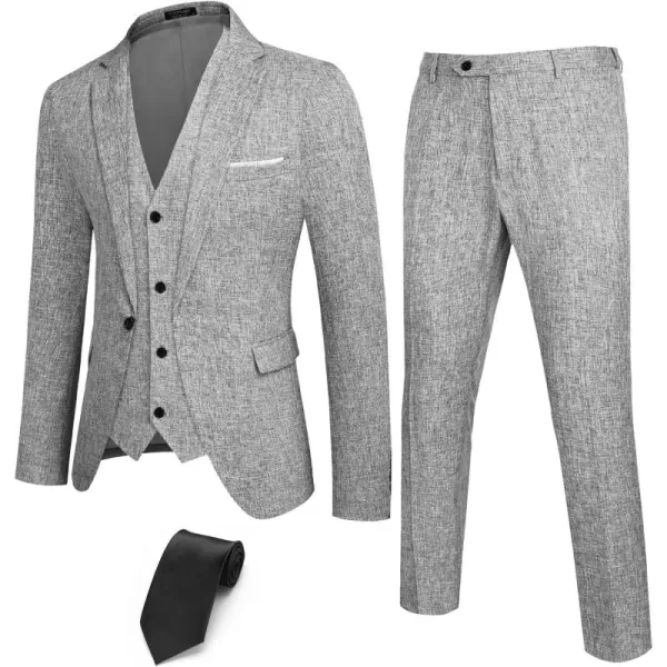 COOFANDY Men’s 3 Piece Slim Fit Suits One Button Blazer Vest Suit Pants with Tie