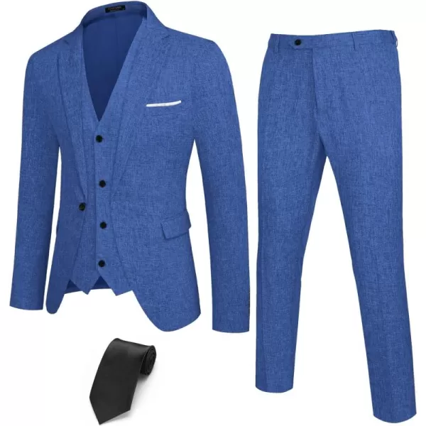 COOFANDY Men’s 3 Piece Slim Fit Suits One Button Blazer Vest Suit Pants with Tie