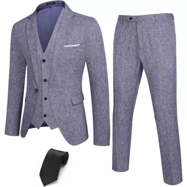 COOFANDY Men’s 3 Piece Slim Fit Suits One Button Blazer Vest Suit Pants with Tie