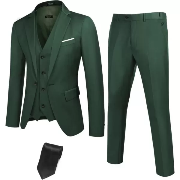 COOFANDY Mens 3 Piece Suits One Button Blazer Jacket Slim Fit Vest Suit Pant with Tie