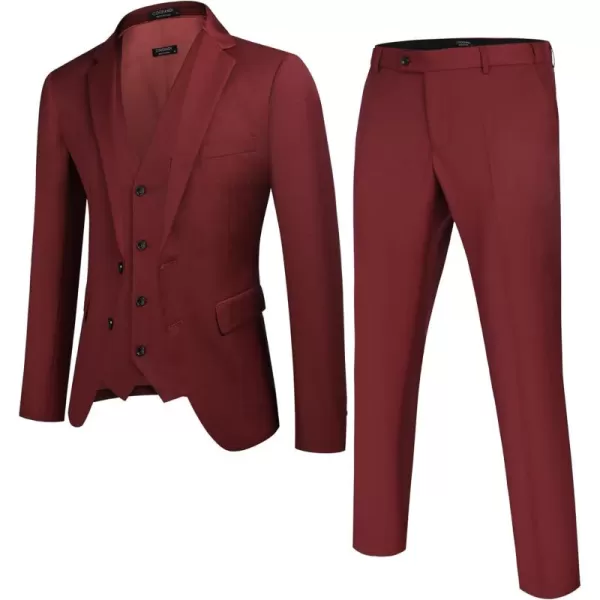 COOFANDY Men's 3 Pieces Slim Fit Suits Classic Solid Jacket Vest Pants Two Button Blazer for Business Wedding Party