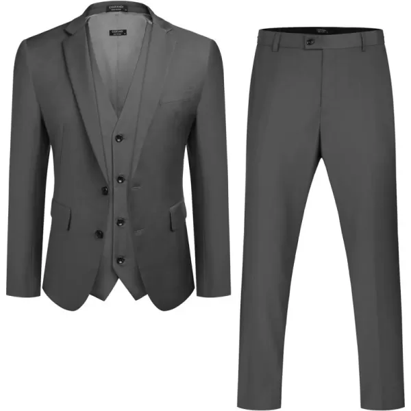COOFANDY Men's 3 Pieces Slim Fit Suits Classic Solid Jacket Vest Pants Two Button Blazer for Business Wedding Party