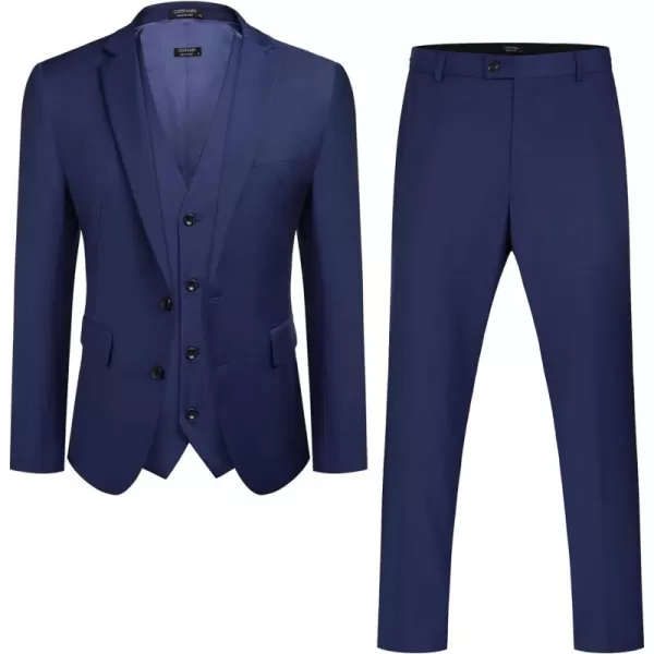 COOFANDY Men's 3 Pieces Slim Fit Suits Classic Solid Jacket Vest Pants Two Button Blazer for Business Wedding Party