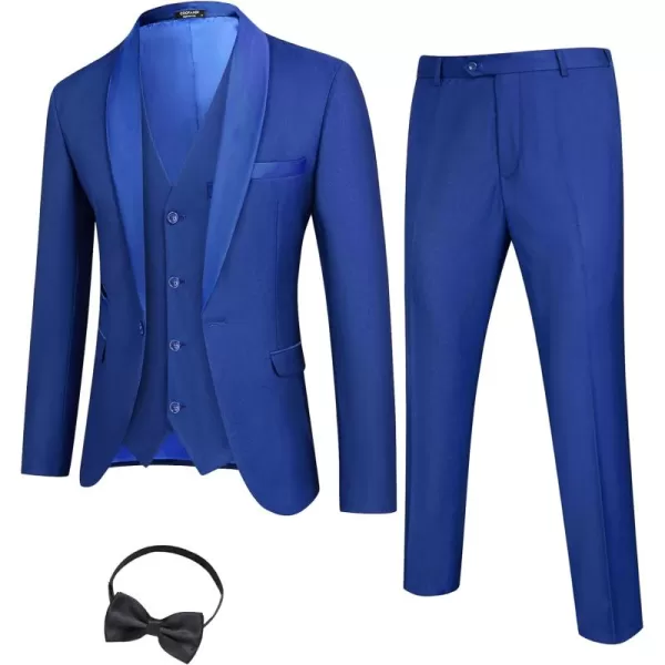 COOFANDY Men's 3 Pieces Suit Slim Fit Tuxedo Set One Button Jacket Vest Pants with Tie