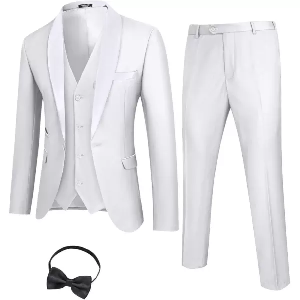 COOFANDY Men's 3 Pieces Suit Slim Fit Tuxedo Set One Button Jacket Vest Pants with Tie