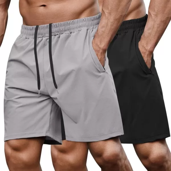 COOFANDY Men's 7" Gym Workout Shorts 2 Pack Quick Dry Athletic Shorts Training Running Shorts with Pocket