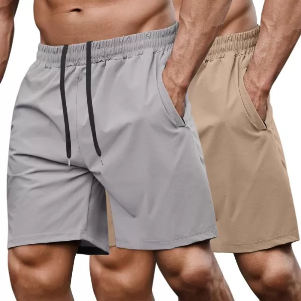 COOFANDY Men's 7" Gym Workout Shorts 2 Pack Quick Dry Athletic Shorts Training Running Shorts with Pocket