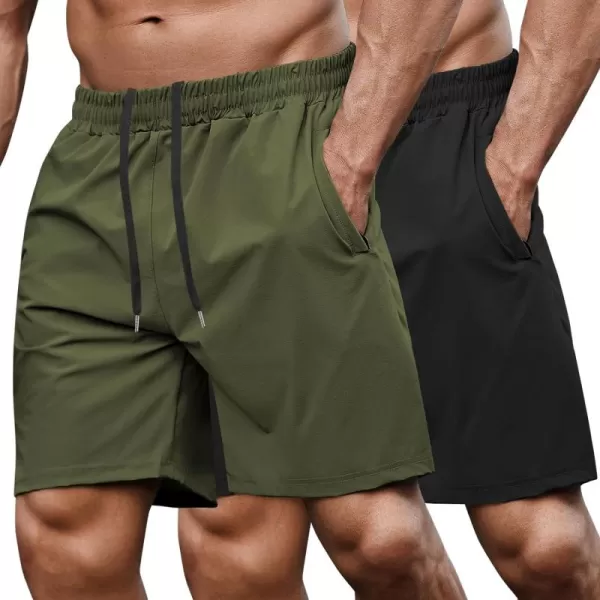 COOFANDY Men's 7" Gym Workout Shorts 2 Pack Quick Dry Athletic Shorts Training Running Shorts with Pocket