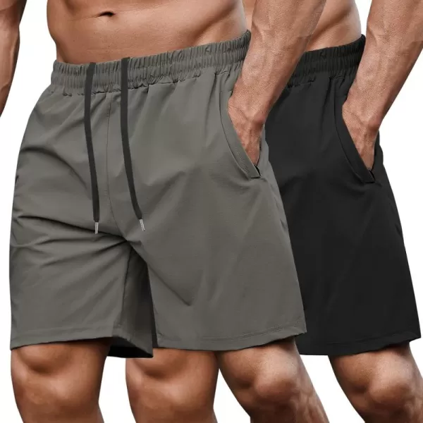 COOFANDY Men's 7" Gym Workout Shorts 2 Pack Quick Dry Athletic Shorts Training Running Shorts with Pocket