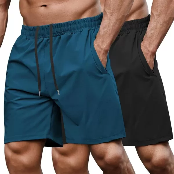 COOFANDY Men's 7" Gym Workout Shorts 2 Pack Quick Dry Athletic Shorts Training Running Shorts with Pocket