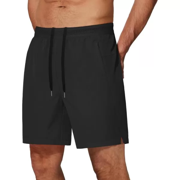 COOFANDY Mens Athletic Running Shorts 7'' Gym Workout Shorts 2 Pack Drawstring Training Shorts with Zipper Pockets)