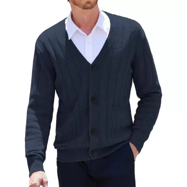 COOFANDY Men's Cardigan Sweater Cable Knit V Neck Button up Sweaters Ribbed Cardigan Sweater with Pockets