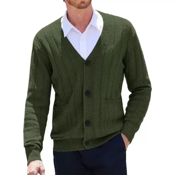 COOFANDY Men's Cardigan Sweater Cable Knit V Neck Button up Sweaters Ribbed Cardigan Sweater with Pockets