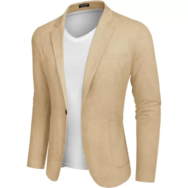 COOFANDY Men's Casual Linen Blazer Lightweight Regular Fit Sport Coat One Button Suit Jacket