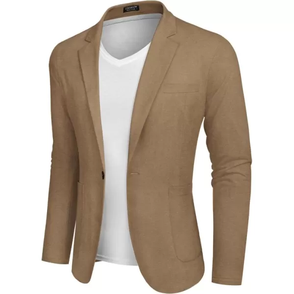 COOFANDY Men's Casual Linen Blazer Lightweight Regular Fit Sport Coat One Button Suit Jacket