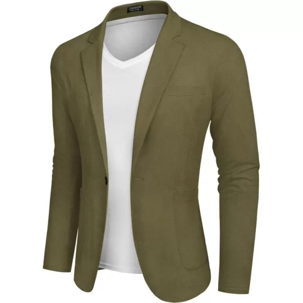 COOFANDY Men's Casual Linen Blazer Lightweight Regular Fit Sport Coat One Button Suit Jacket