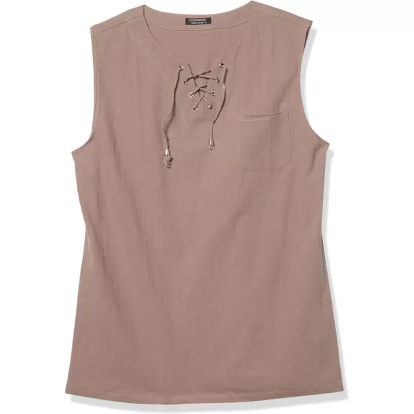 COOFANDY Men's Cotton Linen Tank Top Shirts Casual Sleeveless Lace Up Beach Hippie Tops Bohemian Renaissance Pirate Tunic
