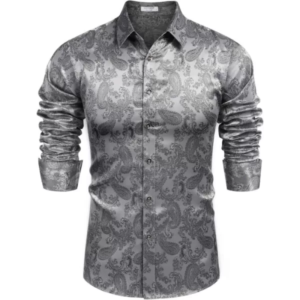 COOFANDY Men's Floral Printed Dress Shirt Long Sleeve Paisley Button Down Shirts for Wedding Party Prom