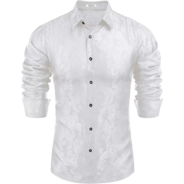 COOFANDY Men's Floral Printed Dress Shirt Long Sleeve Paisley Button Down Shirts for Wedding Party Prom