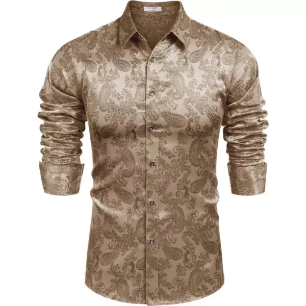 COOFANDY Men's Floral Printed Dress Shirt Long Sleeve Paisley Button Down Shirts for Wedding Party Prom